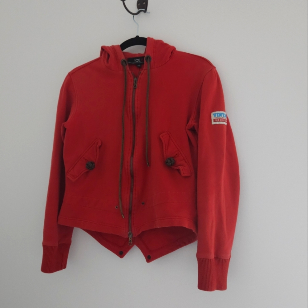 Iceberg Vintage Ice B Iceberg Gilmar Red Graphic Patch Hoodie